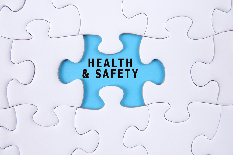 Health and safety concept: Missing piece of puzzle on white background